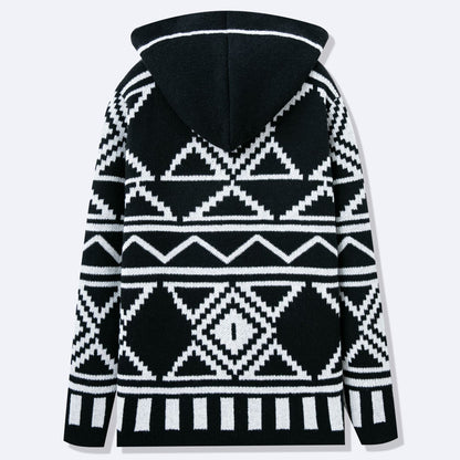 Herrkardigan med kreativt mönster och öppen framsida Skorter