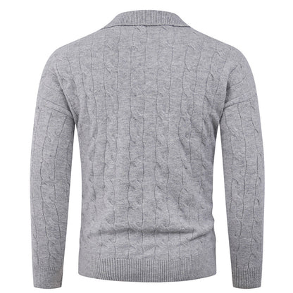 Men's sweater with modern cable pattern and polo collar Skorter