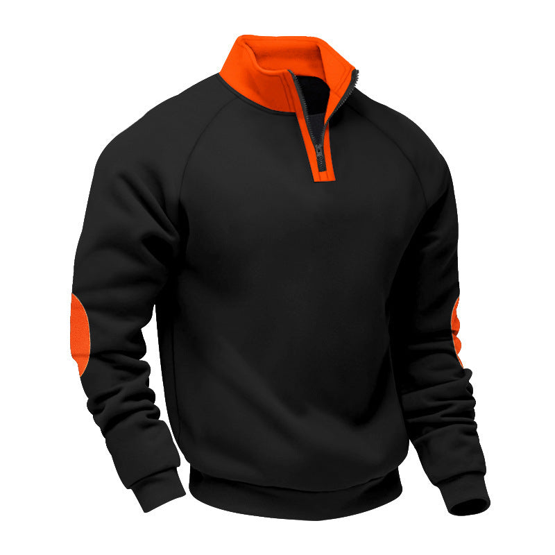 Men's sporty pullover with stand-up collar and practical zipper details Skorter