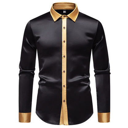 Men's elegant long-sleeve shirt with satin accents Skorter