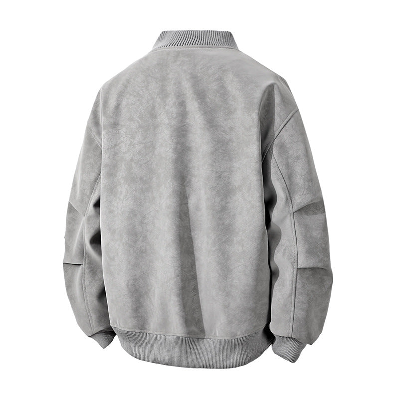 Men's Trendy Bomber Jacket in Vintage Look with Practical Zipper and Stylish Details Skorter