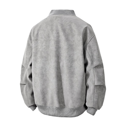 Men's Trendy Bomber Jacket in Vintage Look with Practical Zipper and Stylish Details Skorter