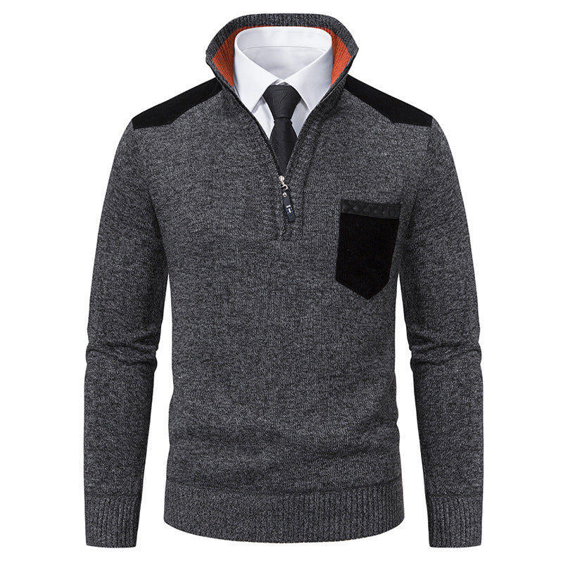 Men's stylish sweater with short zipper and elegant details Skorter