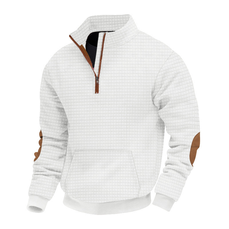Men's stylish fleece pullover with stand-up collar and practical zipper Skorter