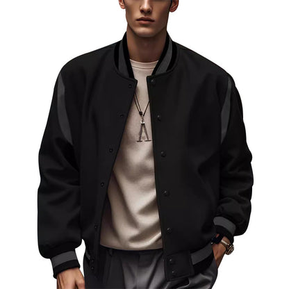 Men's sporty college jacket in retro style with contrast sleeves and snap button closure Skorter