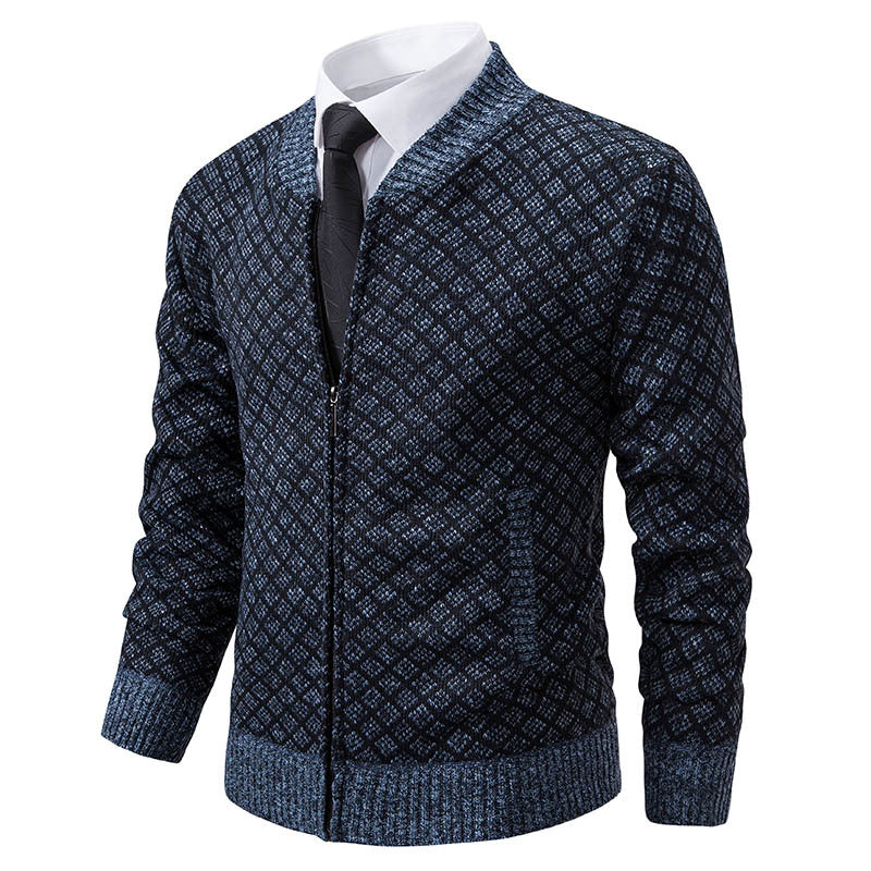 Men's cardigan with modern zip closure and textured design Skorter