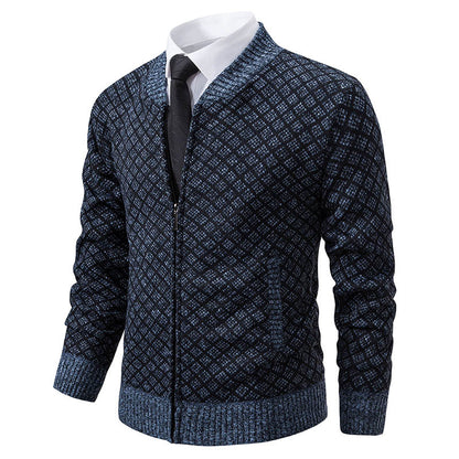Men's cardigan with modern zip closure and textured design Skorter