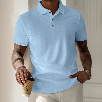 Men's Sporty Polo Shirt with Textured Pattern Skorter