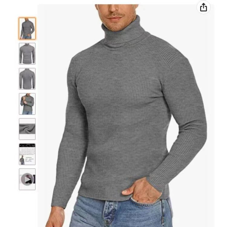 Men's Stand Collar Sweater made of Ribbed Knit Skorter