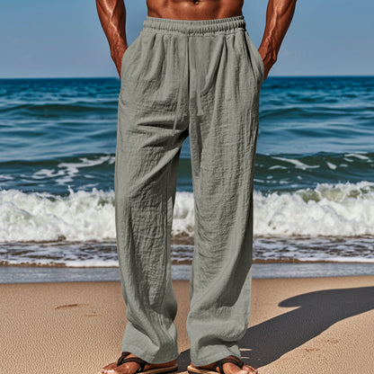 Men's airy beach pants with elastic waistband and practical side pockets Skorter