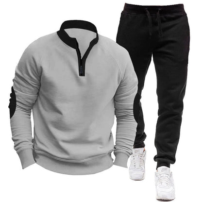 Men's sporty hoodie and jogging suit set with contrasting sleeve accents Skorter