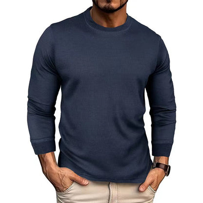 Men's Fashion Long Sleeve Shirt with Textured Ribbed Look Skorter