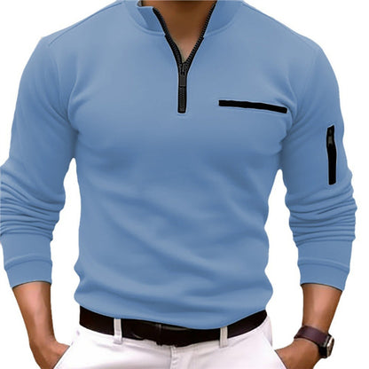 Men's sporty sweater with half zip and practical pockets Skorter