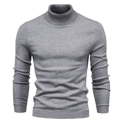 Men's chunky turtleneck sweater made of warming material with a textured surface Skorter