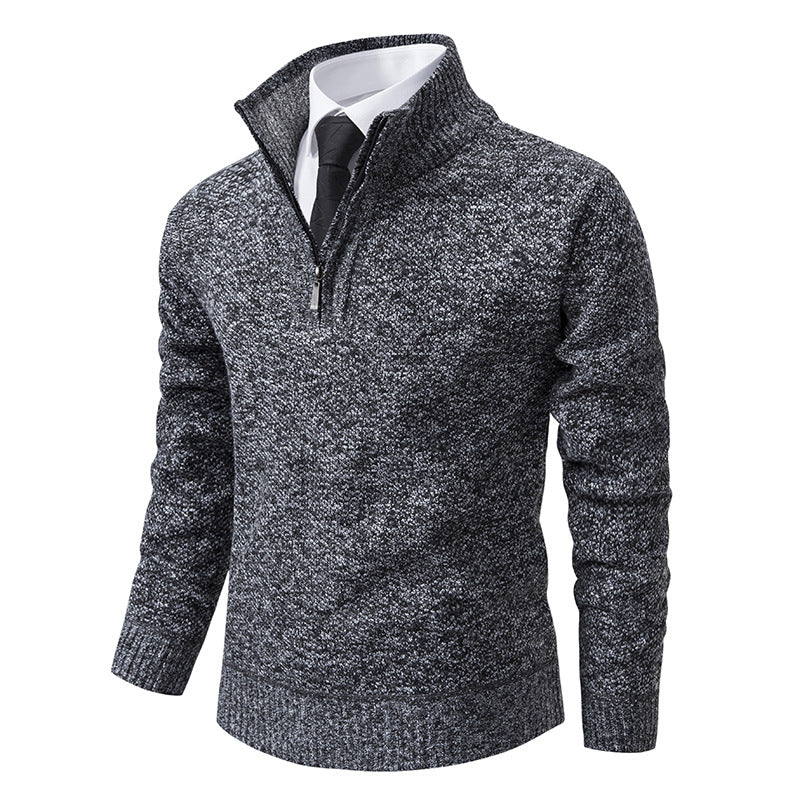 Men's sweater with modern zipper and structured surface Skorter