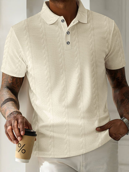 Men's Sporty Polo Shirt with Textured Pattern Skorter