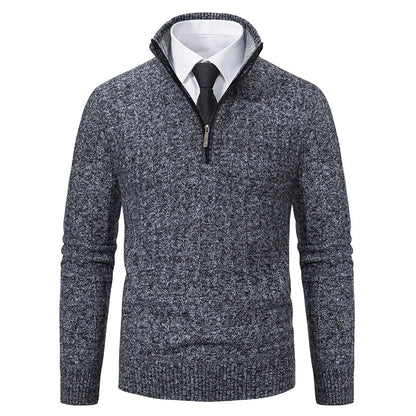 Men's stylish knitted sweater with zipper and high collar Skorter