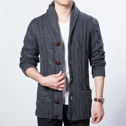 Herrkardigan med djup krage och eleganta knappar Skorter