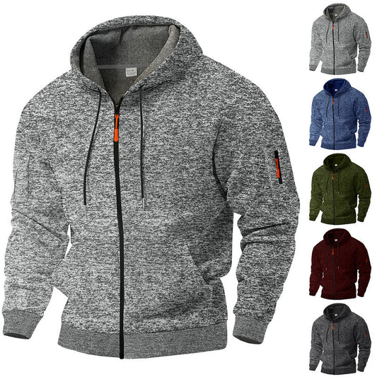 Men's sporty hooded sweatshirt with contrasting details and zipper Skorter