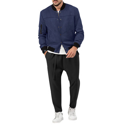 Men's fashion bomber jacket made of soft suede with practical pockets Skorter