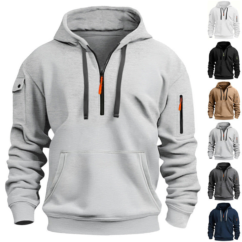 Men's sporty hoodie with zipper and practical pockets Skorter