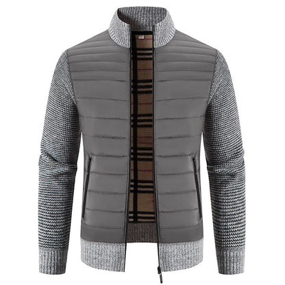 Men's quilted jacket with modern knit sleeves and high collar Skorter