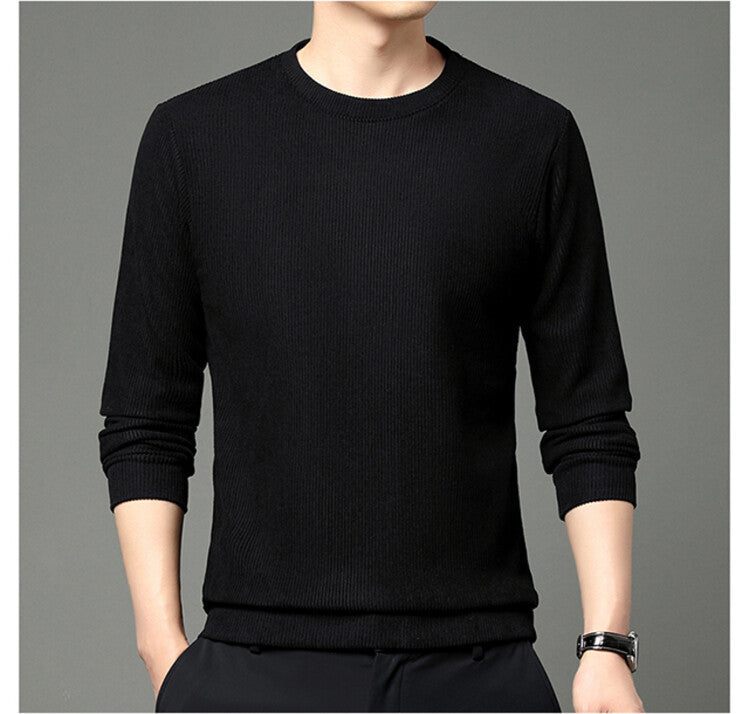 Herrtröja med fin struktur och rund halsringning, Skorter