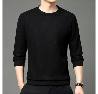 Herrtröja med fin struktur och rund halsringning, Skorter