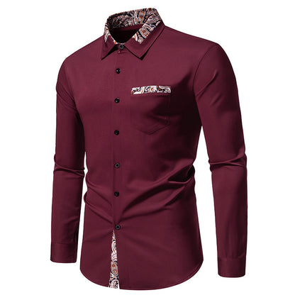 Men's long sleeve shirt with elegant paisley patterns Skorter
