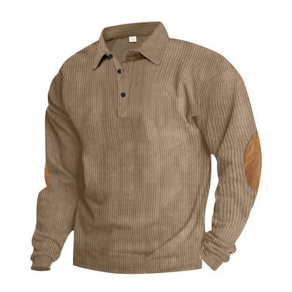 Men's Long Sleeve Shirt with Textured Surface and Trendy Leather Applications Skorter