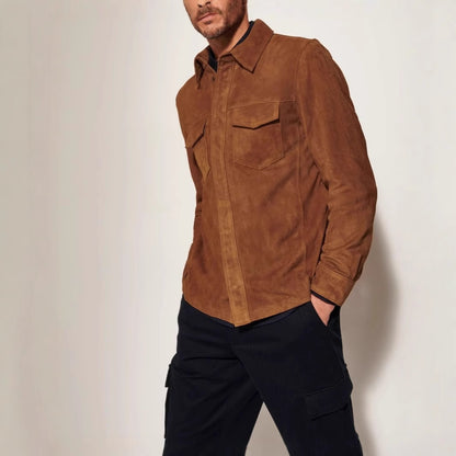 Men's Suede Jacket with two attached pockets and modern cut Skorter