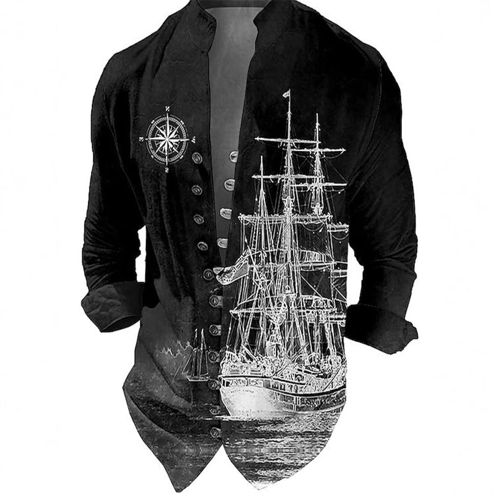 Men's vest with nostalgic maritime ship design Skorter