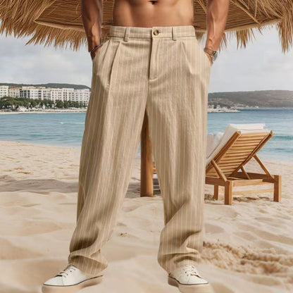 Men's timeless striped summer pants with practical side pockets and a loose fit Skorter