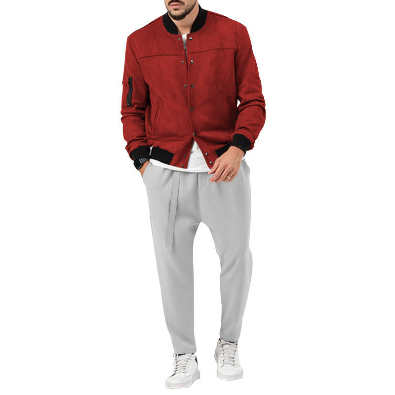 Men's fashion bomber jacket made of soft suede with practical pockets Skorter