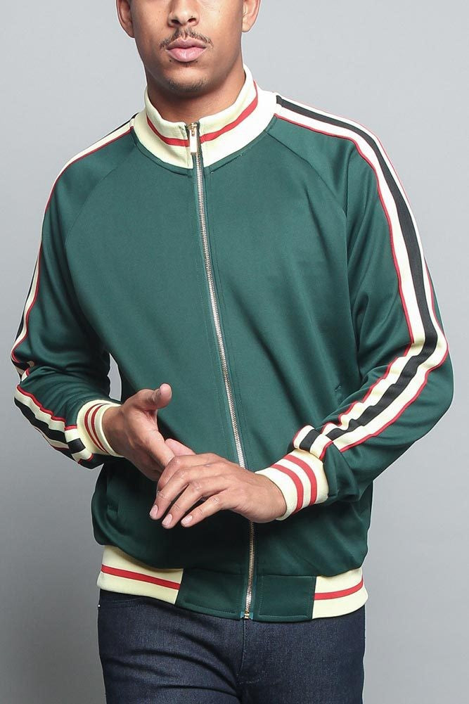 Men's sporty sweat jacket with contrasting color accents and high-quality zipper Skorter