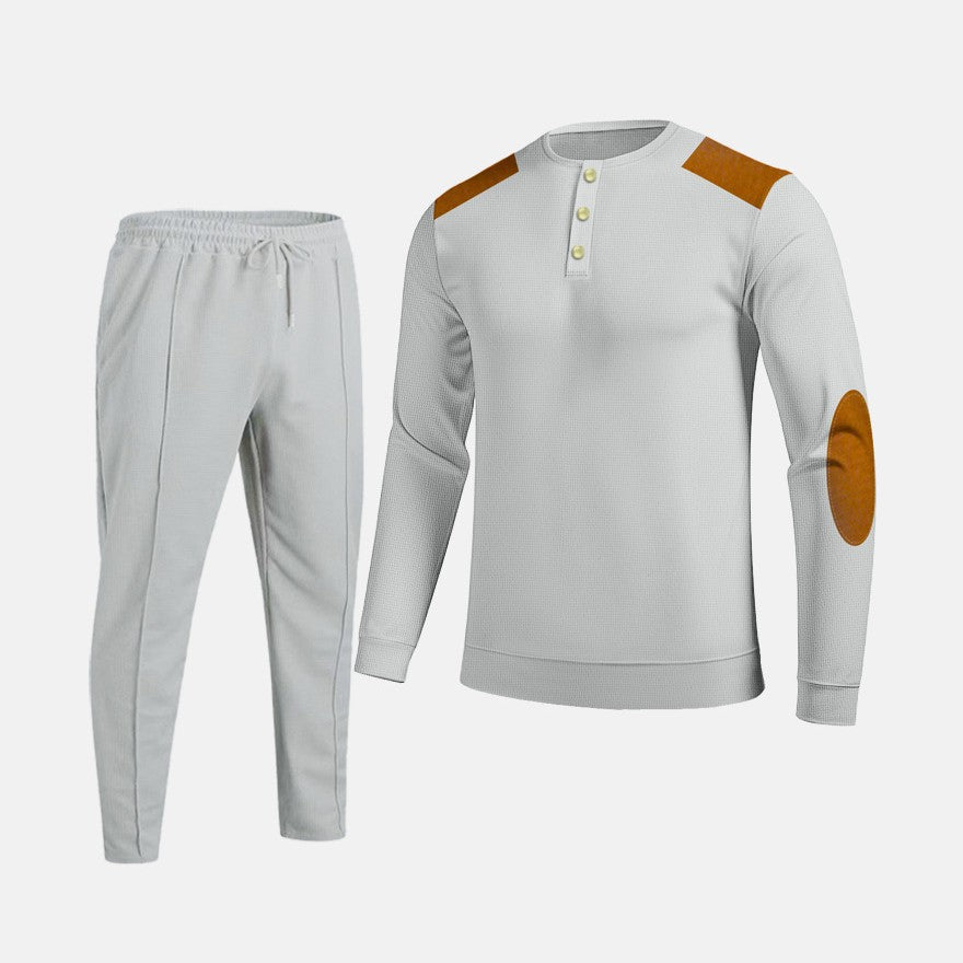 Men's stylish leisure set with practical buttons and leather applications Skorter