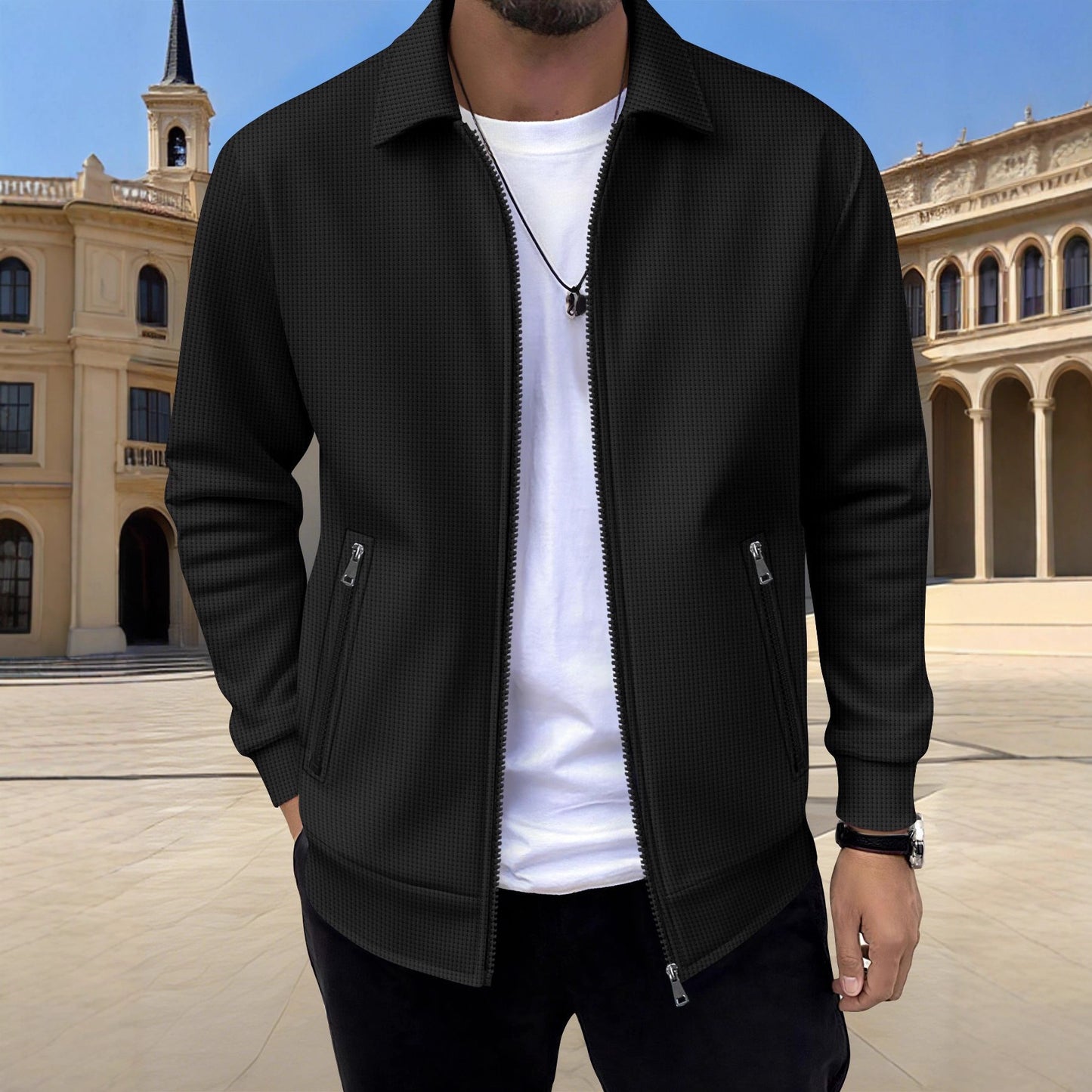 Men's sporty quilted jacket with side zipper pockets Skorter