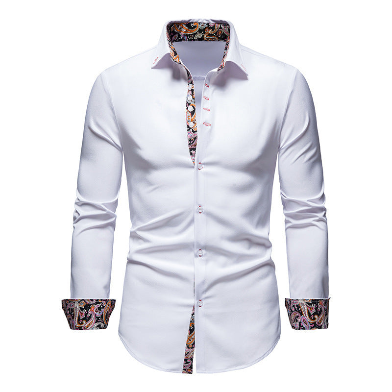 Men's long-sleeve shirt with modern paisley pattern and exclusive details Skorter