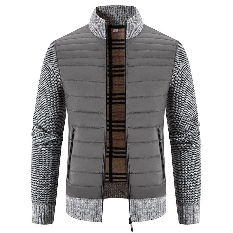 Men's quilted jacket with modern knit sleeves and high collar Skorter