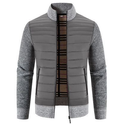 Men's quilted jacket with modern knit sleeves and high collar Skorter