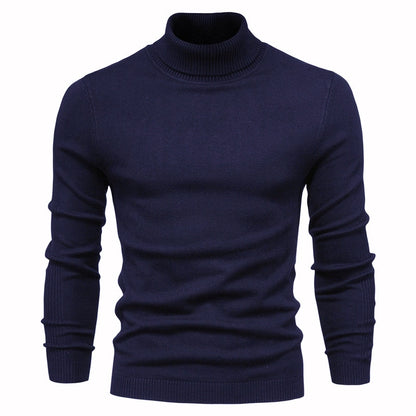 Men's sweater with high collar and fine rib pattern Skorter