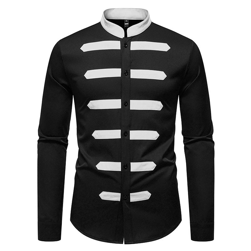 Men's Fashion Long Sleeve Shirt with Contrasting Inserts Skorter