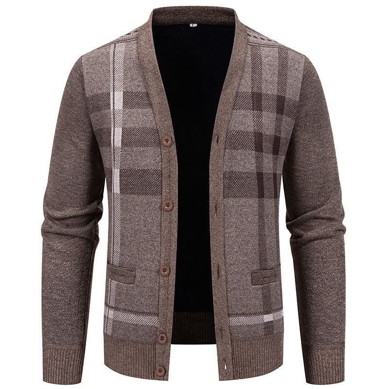 Men's cardigan with stylish check pattern by Skorter