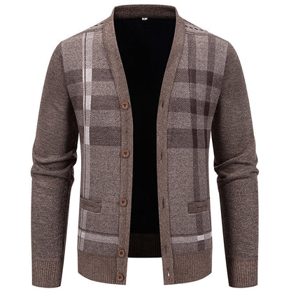 Men's cardigan with stylish check pattern by Skorter