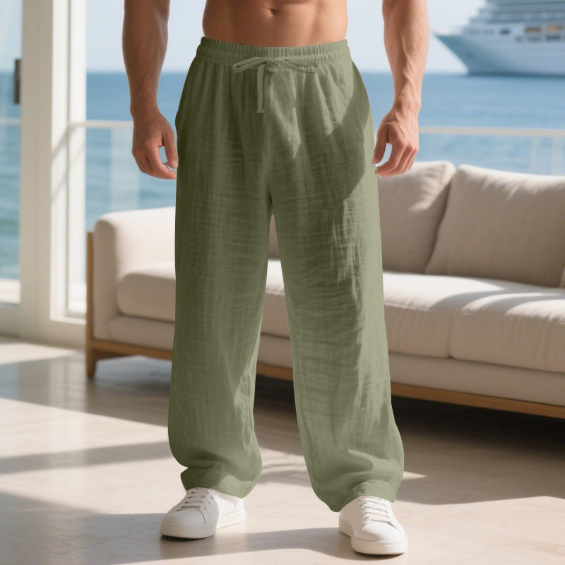 Men's airy beach pants with elastic waistband and side pockets Skorter