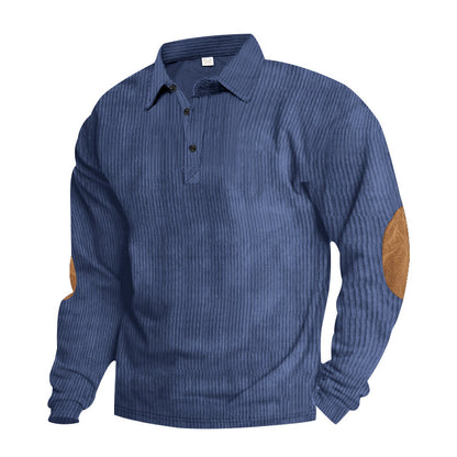 Men's Long Sleeve Shirt with Textured Surface and Trendy Leather Applications Skorter