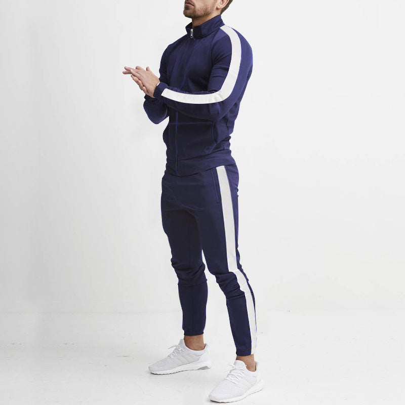 Men's tracksuit with high collar and side stripes Skorter