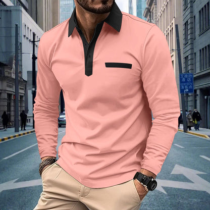 Men's Sporty Long Sleeve Shirt with Contrast Details Skorter