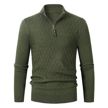 Men's sweater with modern diamond pattern and zipper Skorter