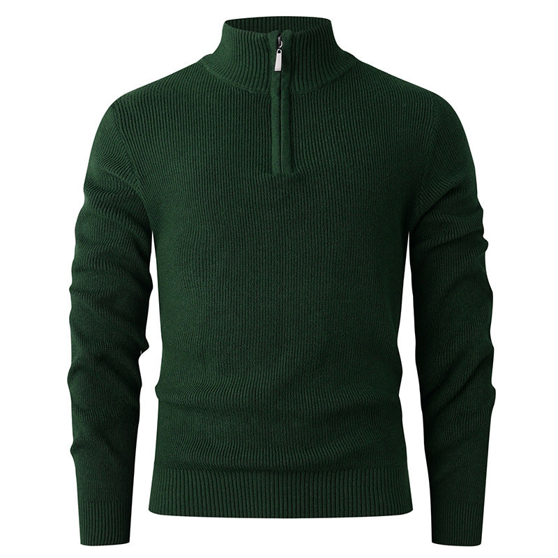 Men's sweater with stand-up collar and additional zipper Skorter